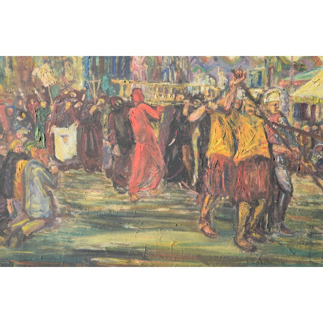 Hans Gerson, Penitential Procession in Veurne, 1908, Oil Painting on Canvas, Framed For Sale - Image 7 of 14