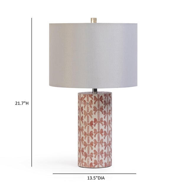 Metal Lassy Pink Ribbon Capiz Shell Table Lamp For Sale - Image 7 of 8