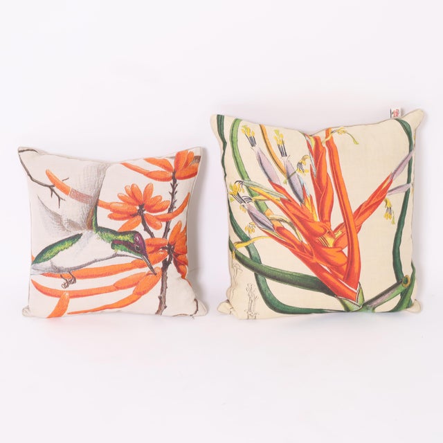 Contemporary Botanical Down Filled Linen Throw Pillow For Sale - Image 3 of 5