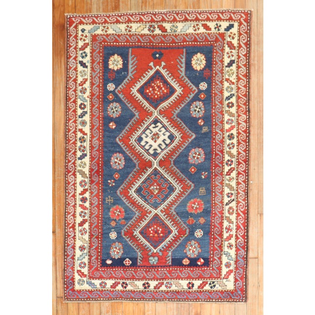 Folk Art Antique Zabihi Collection Kazak Rug - 3'2" x 4'11" For Sale - Image 3 of 6