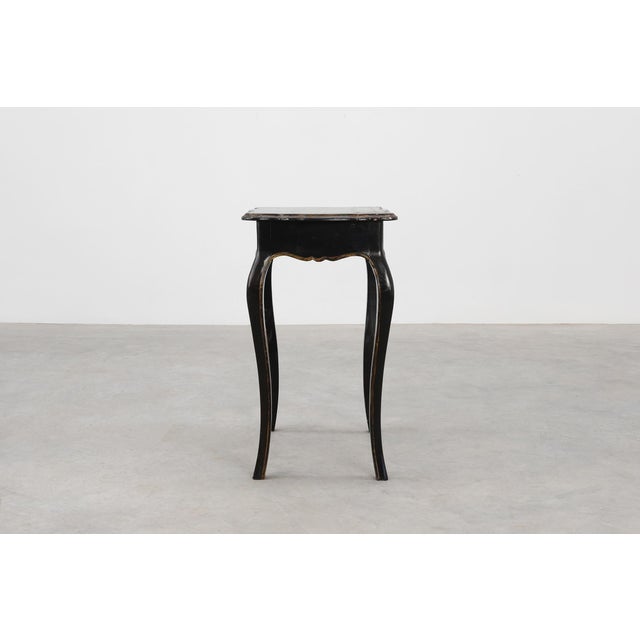 Black 19th Century Black Wooden Side Table with Drawer, France For Sale - Image 8 of 16