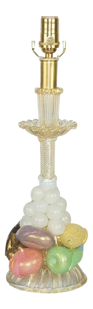 Barovier Murano Glass Lamp Gold & White