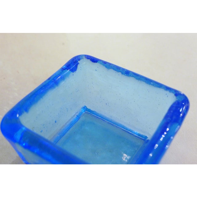 Vintage Square Trinket Trays in Thick Turquoise Bubble Glass, 1960s, Set of 2 For Sale - Image 10 of 13