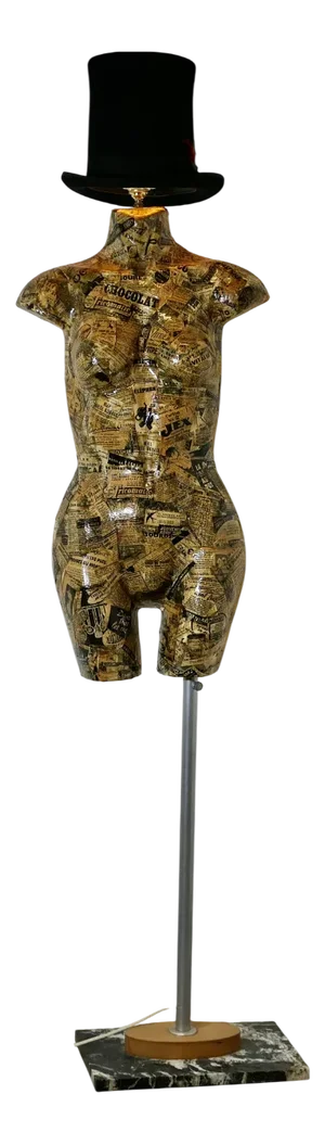 French Mannequin Decoupage Floor Lamp, 1960s