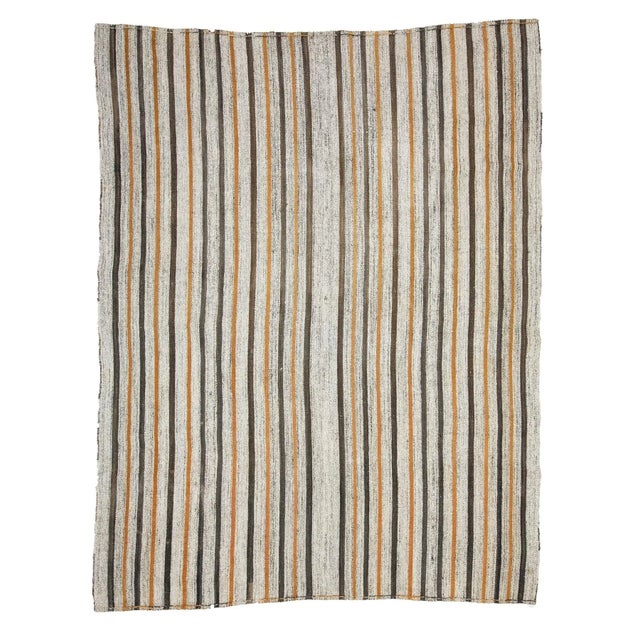 Textile 1960s Vintage Striped Kilim Rug- 6′10″ × 8′10″ For Sale - Image 7 of 7