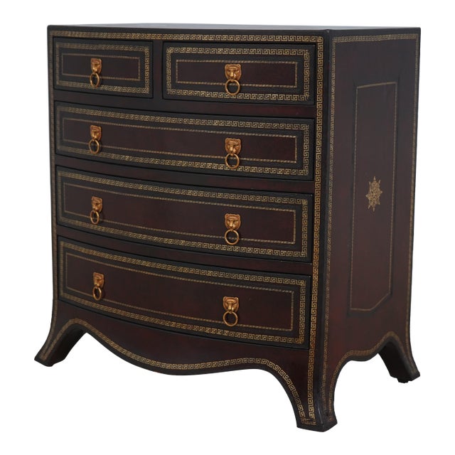 Maitland Smith Bow Front Small Leather Surface Chest For Sale