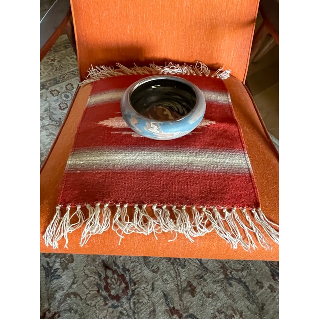 Workaday Handmade Chimayo Medium Orange Geometric Weaving For Sale - Image 4 of 5