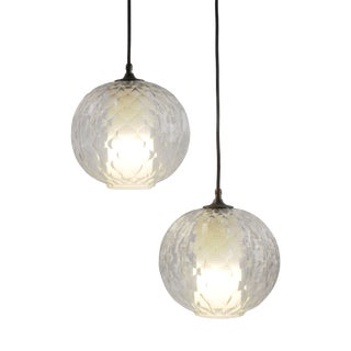 Glass Pendant Lamps, 1960s, Set of 2 For Sale