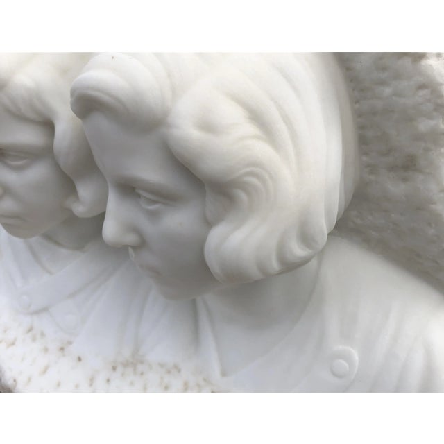 Mid 20th Century Mid 20th Century Marble Slab Relief Carved Sculpture - Dual Bust For Sale - Image 5 of 9