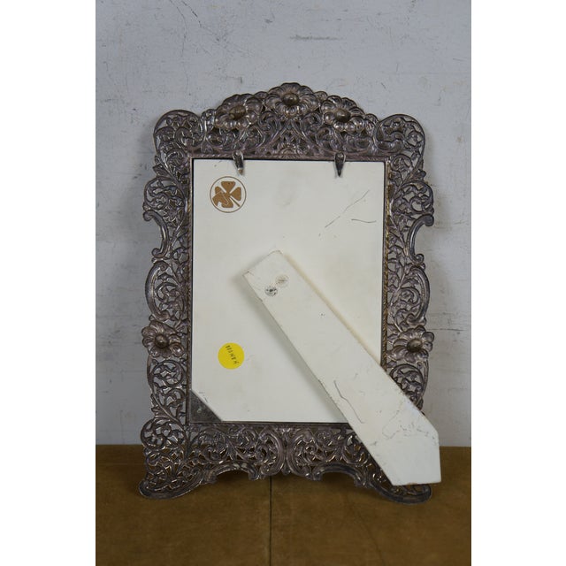 Silver Vintage .925 Sterling Silver Filigree Picture Photo Frame For Sale - Image 8 of 12