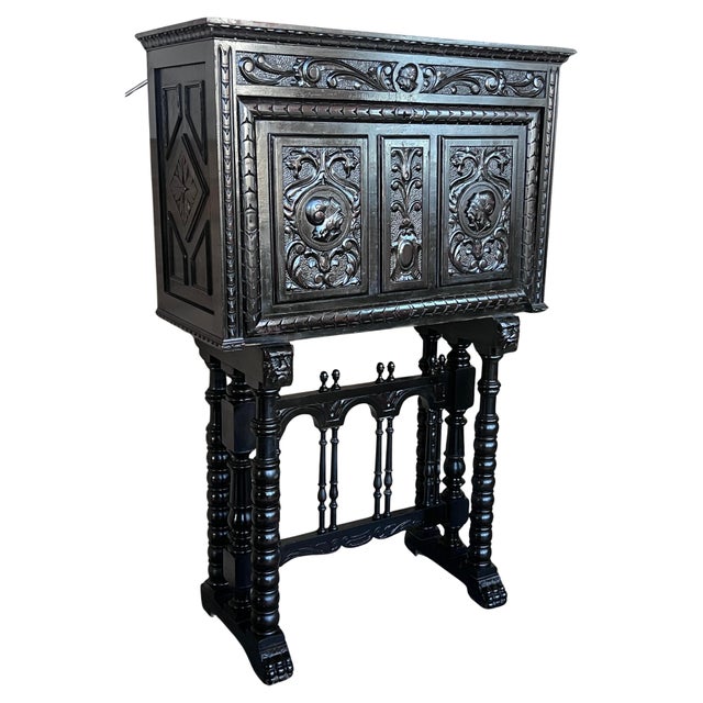 20th Century Spanish Baroque Style Cabinet on Stand, Bargueno or Varqueno For Sale - Image 15 of 18