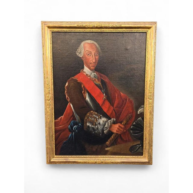 Circle of Giuseppe Bonito, Portrait of Charles of Bourbon as King of Naples, Oil on Canvas, Framed For Sale - Image 6 of 13