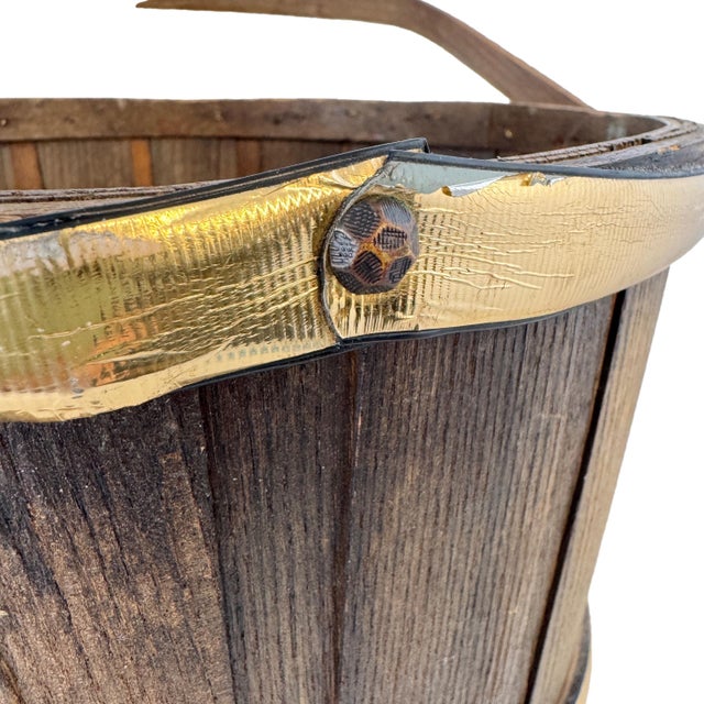 Brown Vintage Basketville Federal Eagle Wood Wastebasket For Sale - Image 8 of 11