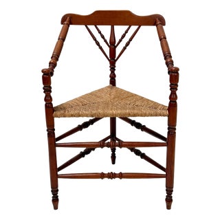 Antique French Provincial Triangular Corner Chair in Beech Frame, 1900s For Sale
