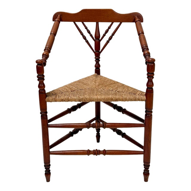 Antique French Provincial Triangular Corner Chair in Beech Frame, 1900s For Sale