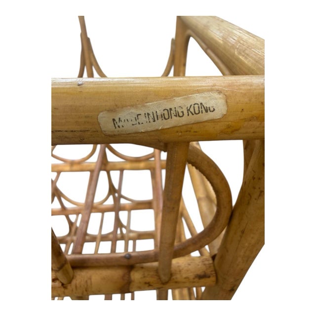 Vintage Bent Rattan Bamboo 12-Bottle Wine Rack - Coastal Boho For Sale - Image 11 of 12