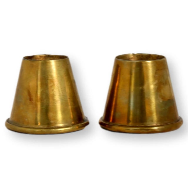 Pair of antique French trench art match holders with emblems. Made of WW1 shotgun shells, these were popular forms of art...