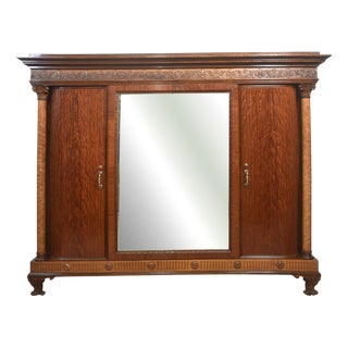 Antique Four-Door Mahogany Wardrobe, 1800s For Sale