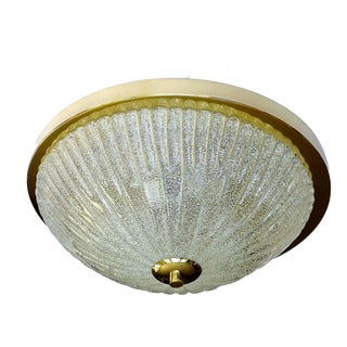 Vintage Dome Glass Flush Light, 1960s For Sale