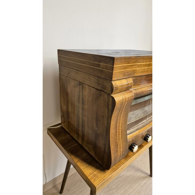 Vintage Art Deco Radio Gramophone Cabinet with Garrard R.C.72 Record Changer and Wooden Case, 1940s For Sale - Image 13 of 16
