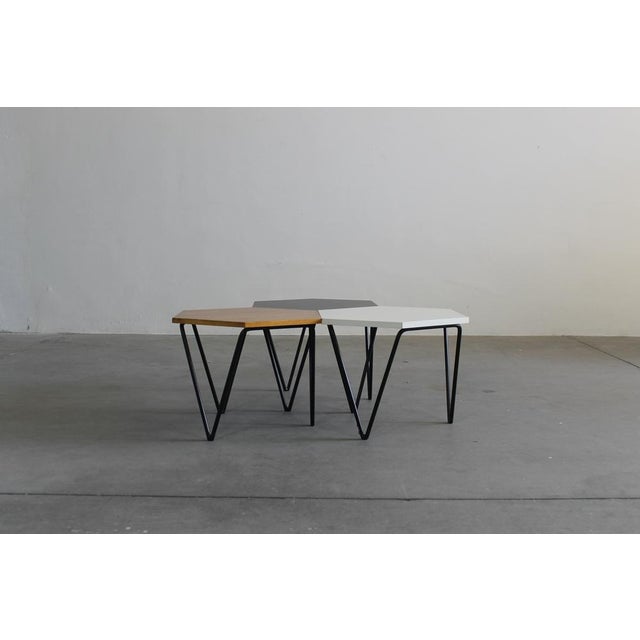 Hexagonal Coffee Tables in Wood and Metal by Gio Ponti from ISA, 1950s, Set of 3 For Sale - Image 10 of 13