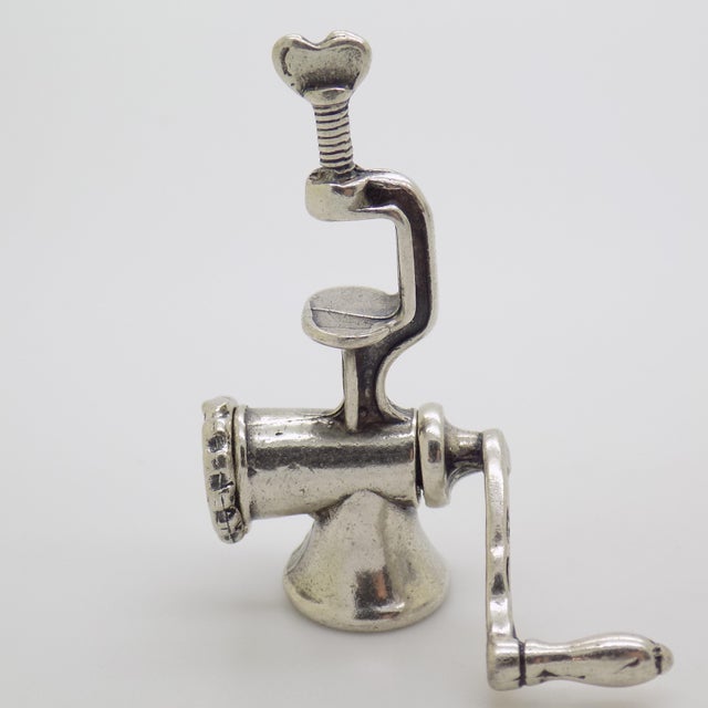 Vintage Italian Handmade Silver Tomato Milling Machine for Tables Dollhouse Miniature For Sale - Image 6 of 9