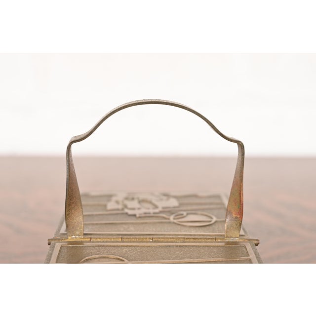 Bronze Silver Crest Arts & Crafts Nautical Bronze Humidor Cigar Box With Handle For Sale - Image 8 of 12