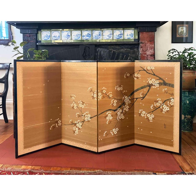 Vintage Japanese Byobu Folding Screen For Sale - Image 12 of 12