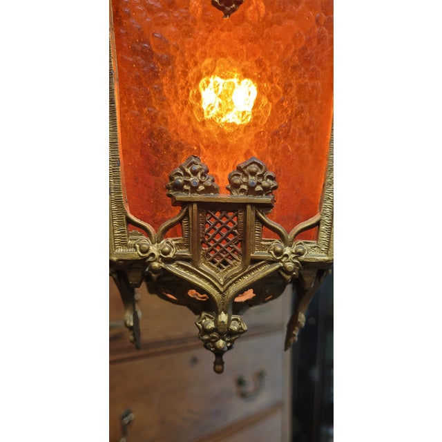 Metal Petite 1920s Hanging Lantern Chandelier For Sale - Image 7 of 10