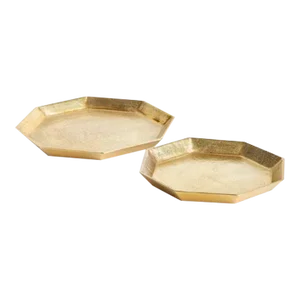 Gold Octagonal Serving Trays - Set of 2