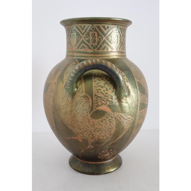 Italian Hand Painted Glazed Ceramic Vase by Riccardo Gatti, 1950s For Sale - Image 3 of 18
