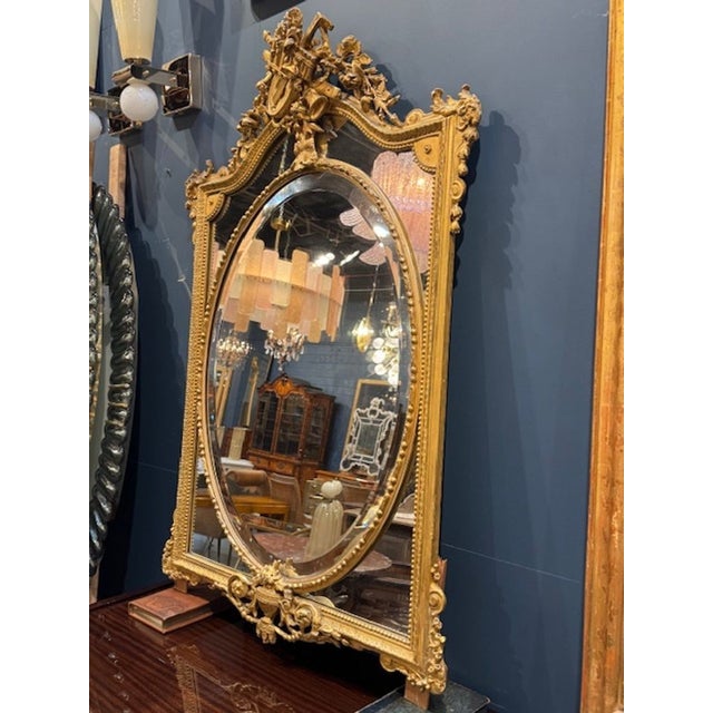French 19th Century French Carved and Giltwood Mirror For Sale - Image 3 of 7