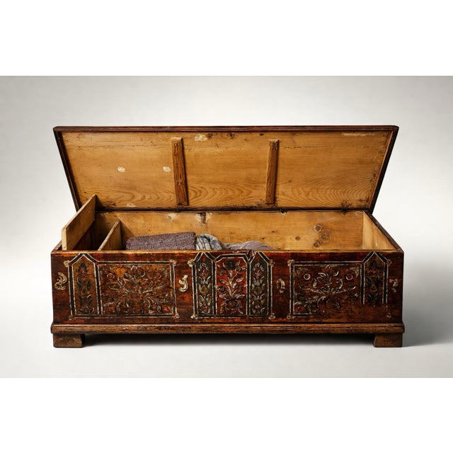Antique Austrian Painted Trunk For Sale - Image 6 of 8