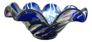 Vintage Cobalt Platter in Opalescent Murano, 1970s