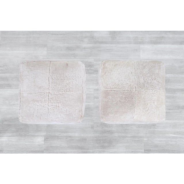 Vintage Oversized Shearling Ottomans / Stools by Marge Carson, 1980s For Sale In Los Angeles - Image 6 of 10