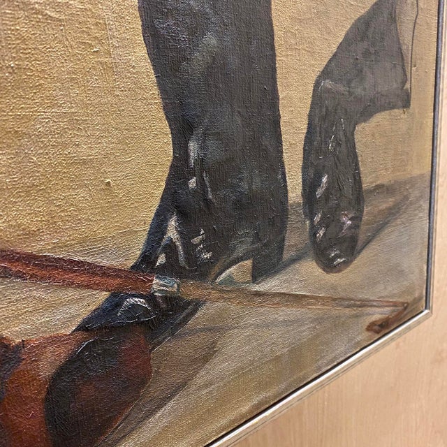 Modern Mid 20th Century Equestrian Boot Still Life Oil Painting - Unsigned For Sale - Image 3 of 11