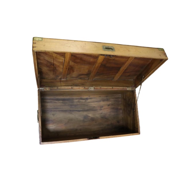 Antique Camphor Wood Campaign Chest With Brass Hardware For Sale - Image 13 of 18