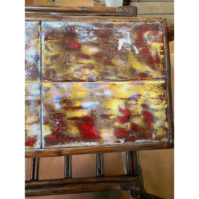 Rattan Magazine Rack with Ceramic Tile Shelf, 1970s For Sale - Image 13 of 18