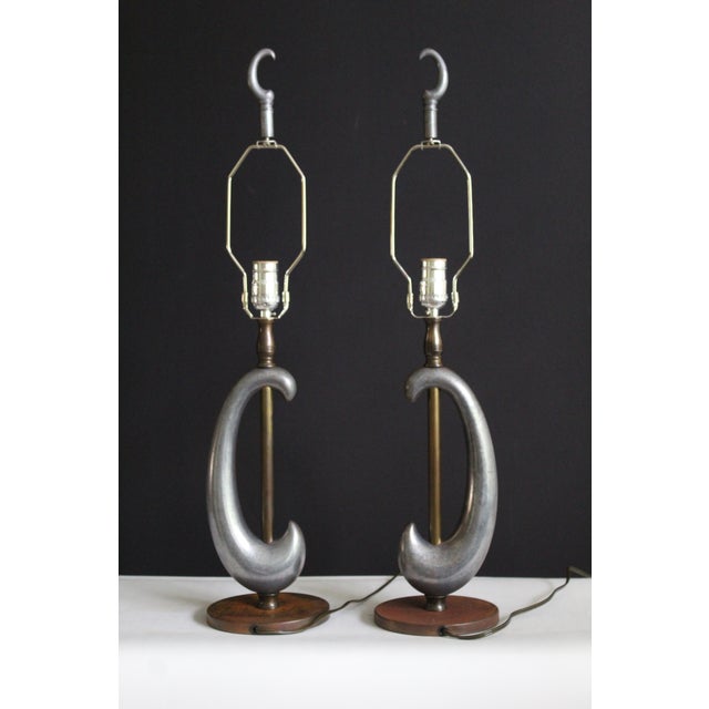 Metal Mid 20th Century Gerald Thurston Influence Sculptural Lamps - a Pair For Sale - Image 7 of 12