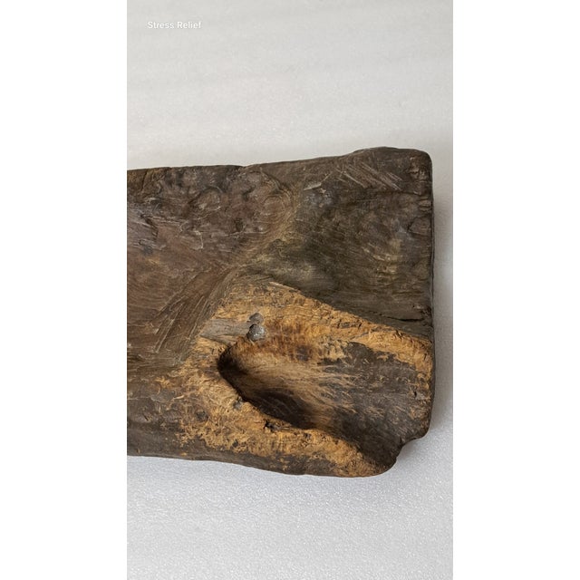 Antique American Primitive Hand-Carved Hardwood Dough Bowl With Natural Burl Edge For Sale - Image 9 of 10