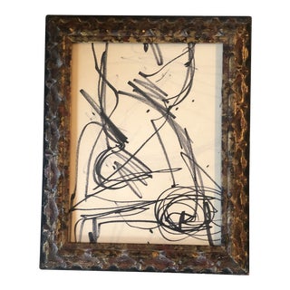 Vintage Original Abstract Ink Drawing Vintage Frame For Sale