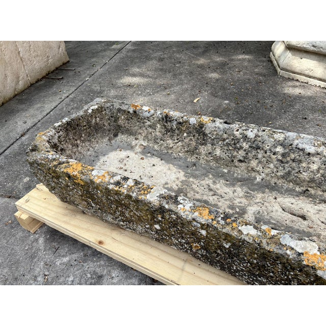 Stone A Long and Low 18th Century Carved Limestone Trough From the South of France For Sale - Image 7 of 13