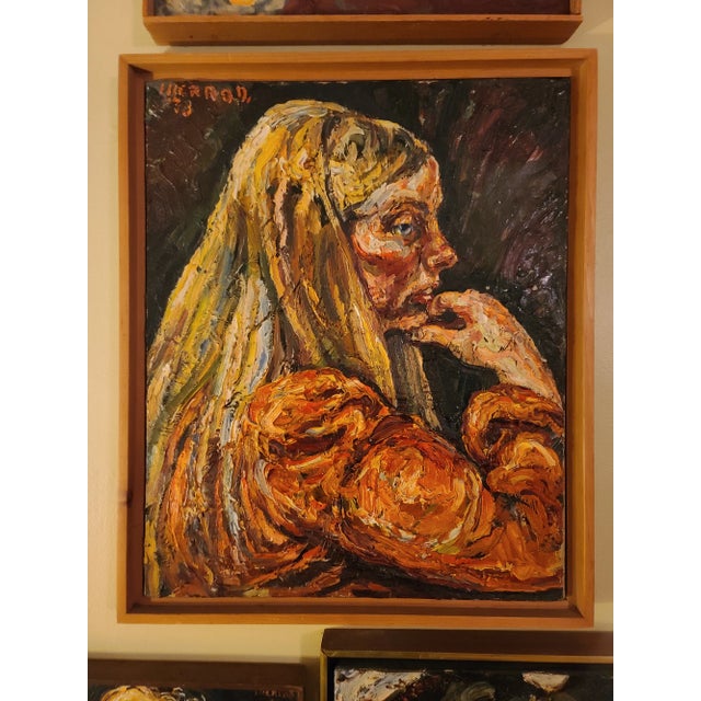 American 1970s Portrait Paintings by Philip Sherrod, Framed - Set of 4 For Sale - Image 3 of 11