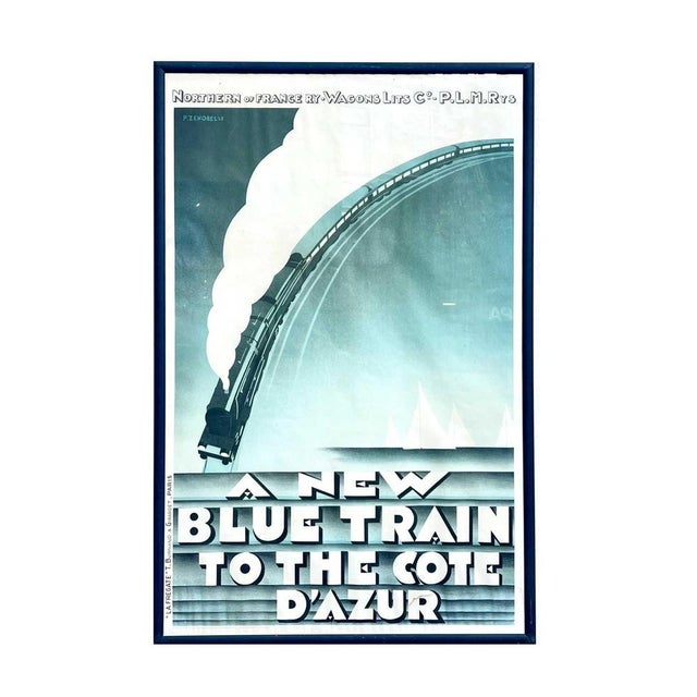 A New Blue Train to the Cote d'Azur, Lithograph, Framed For Sale - Image 3 of 5