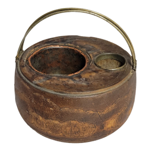 Antique Japanese Keyaki Wood Hibachi With Copper Liner, Meiji–Taishō Era