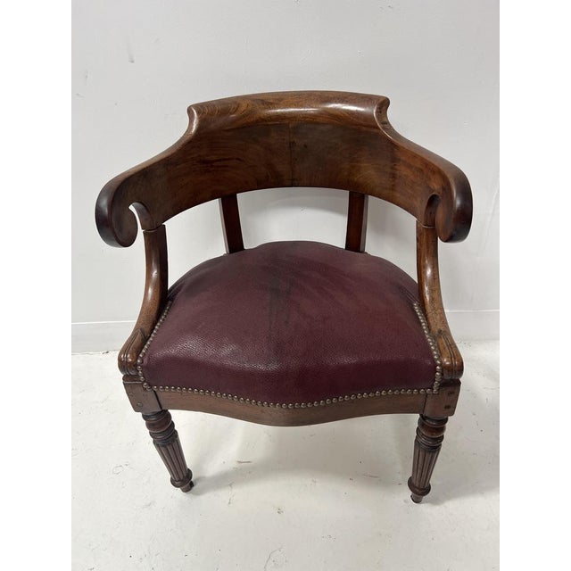 Empire Style Desk Chair in Mahogany and Veneer, 19th Century For Sale - Image 10 of 12