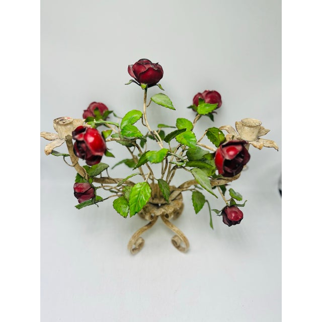 Italian Vintage Tole Candelabra For Sale - Image 3 of 6
