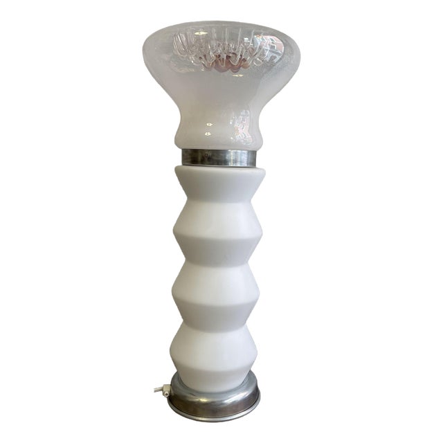 Space Age Murano and Opal Glass Table Lamp attributed to Mazzega, 1980s For Sale