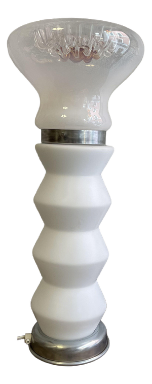 Space Age Murano and Opal Glass Table Lamp attributed to Mazzega, 1980s