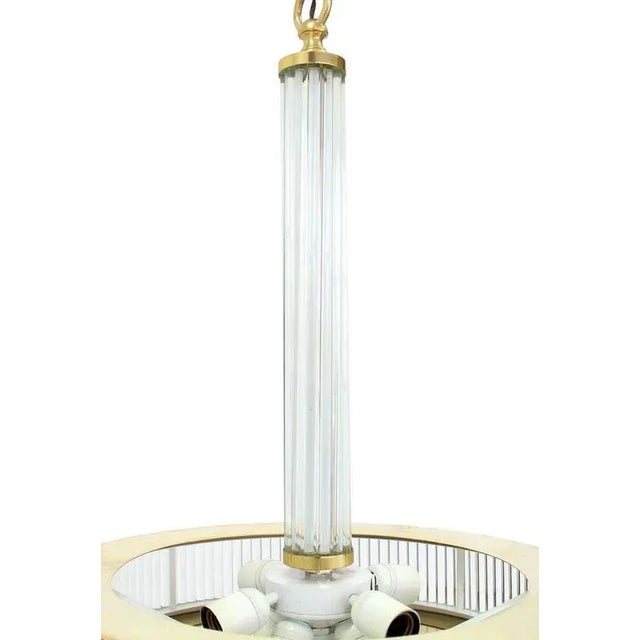 1980s Mid-Century Modern Glass and Brass Three-Tier Light Fixture For Sale - Image 5 of 10